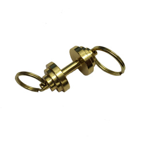 Schlüsselanhänger Hantel 2 Ringe Gold